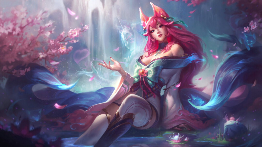 A beautiful 4K desktop wallpaper featuring Spirit Blossom Ahri, a skin in League of Legends.