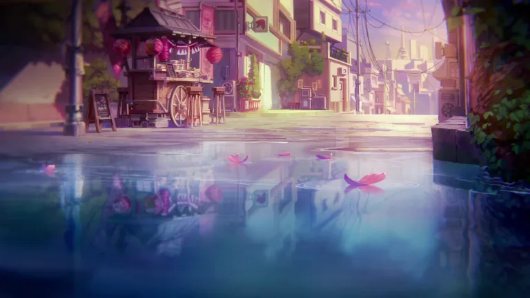 A stunning 4K desktop wallpaper featuring the peaceful street of Valoran City from League of Legends.