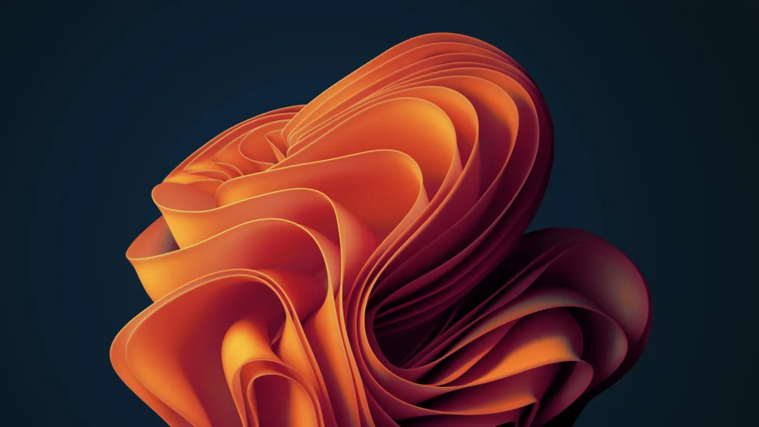 A vibrant and captivating abstract orange bloom wallpaper for Windows 11 in stunning 4K resolution. This modern digital art design serves as an artistic desktop background with its high-resolution details.