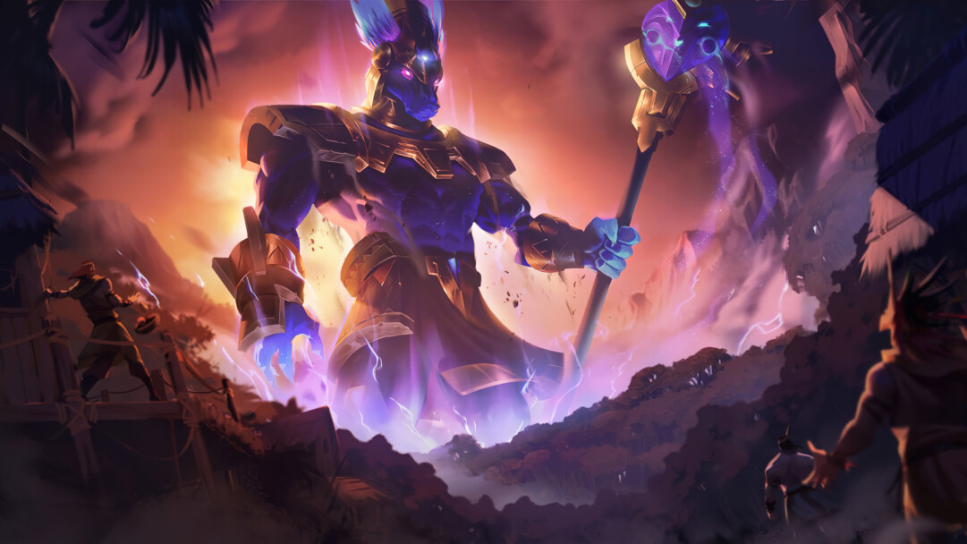 A stunning 4K desktop wallpaper featuring the Worldbreaker Nasus skin from Legends of Runeterra.