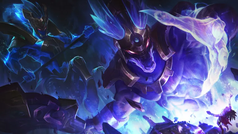 A stunning 4K desktop wallpaper featuring the Worldbreaker Nasus and Trundle skins from League of Legends.