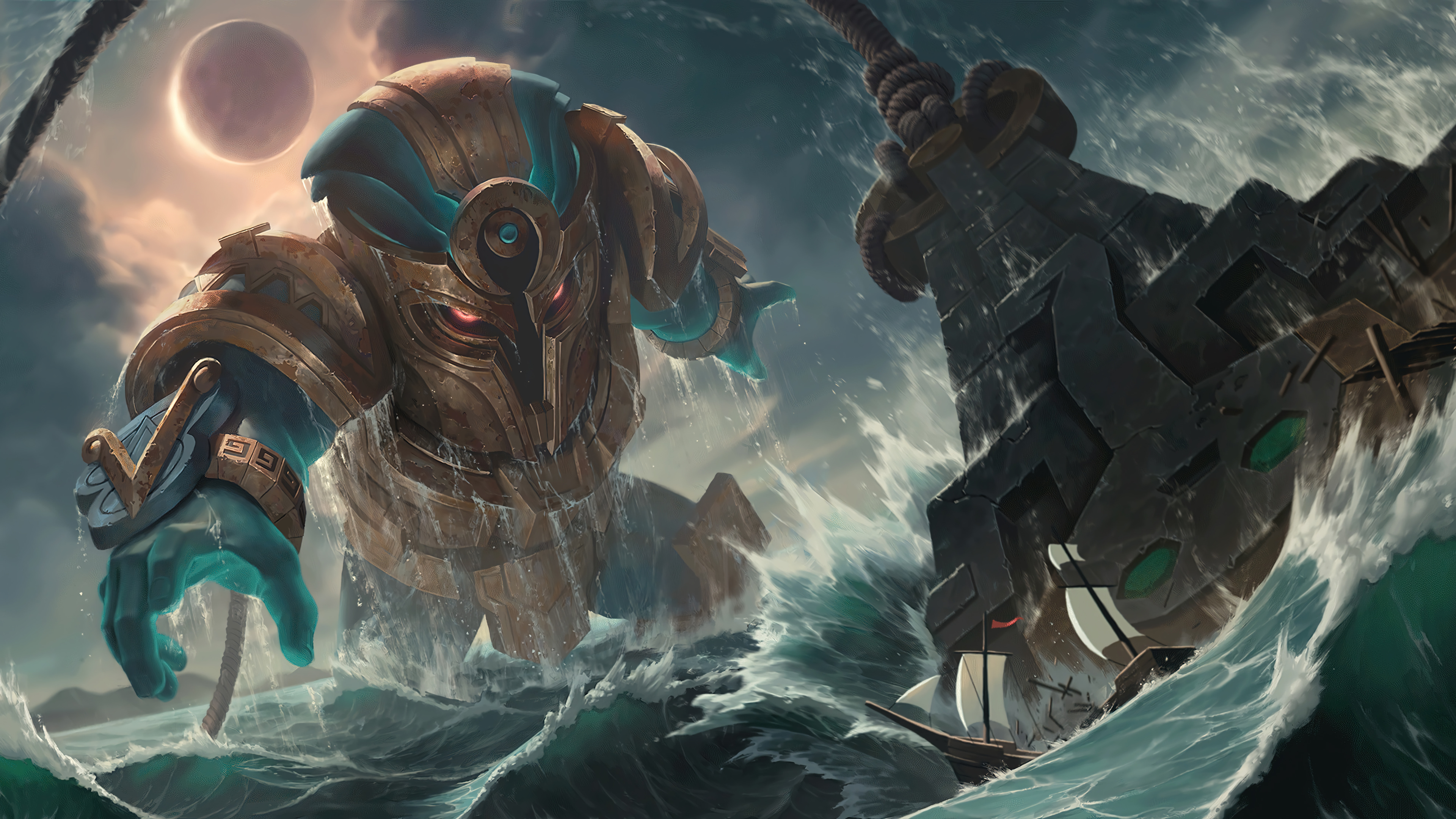 A stunning 4K wallpaper featuring the Worldbreaker Nautilus skin in Legends of Runeterra.
