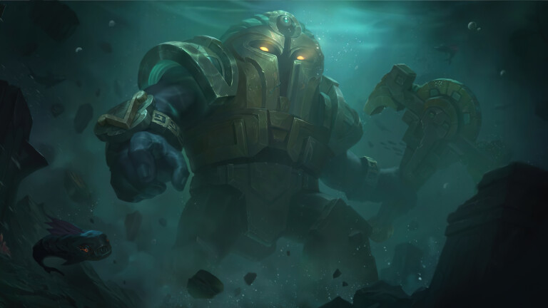 A stunning 4K desktop wallpaper featuring the Worldbreaker Nautilus skin from Legends of Runeterra.
