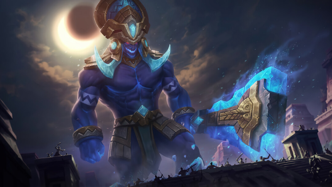 A striking 4K desktop wallpaper featuring the Worldbreaker Trundle skin from Legends of Runeterra.