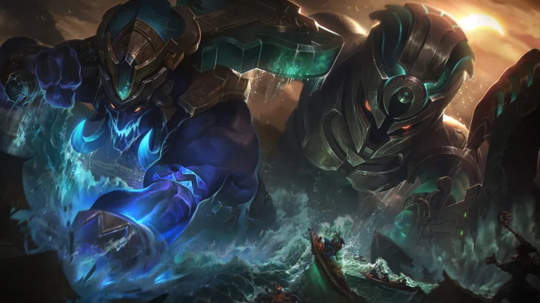 A stunning 4K desktop wallpaper featuring Trundle and Nautilus Worldbreaker skins from League of Legends.