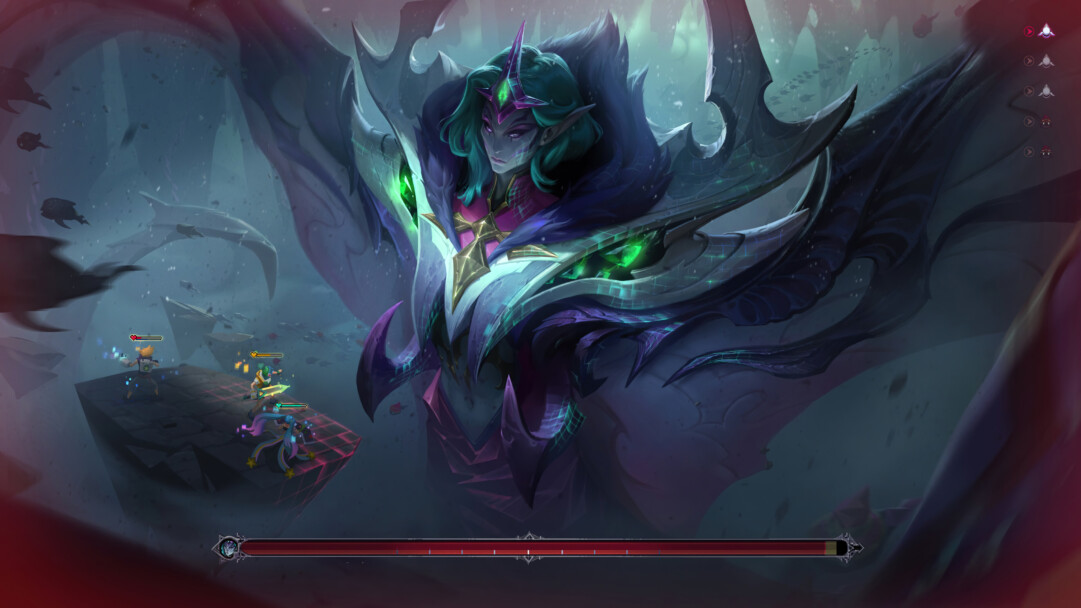 A captivating 4K wallpaper showcasing the Battle Boss Bel'Veth skin from League of Legends. Bel'Veth, a fearsome champion, assumes the role of a powerful boss with enhanced abilities and an imposing presence.