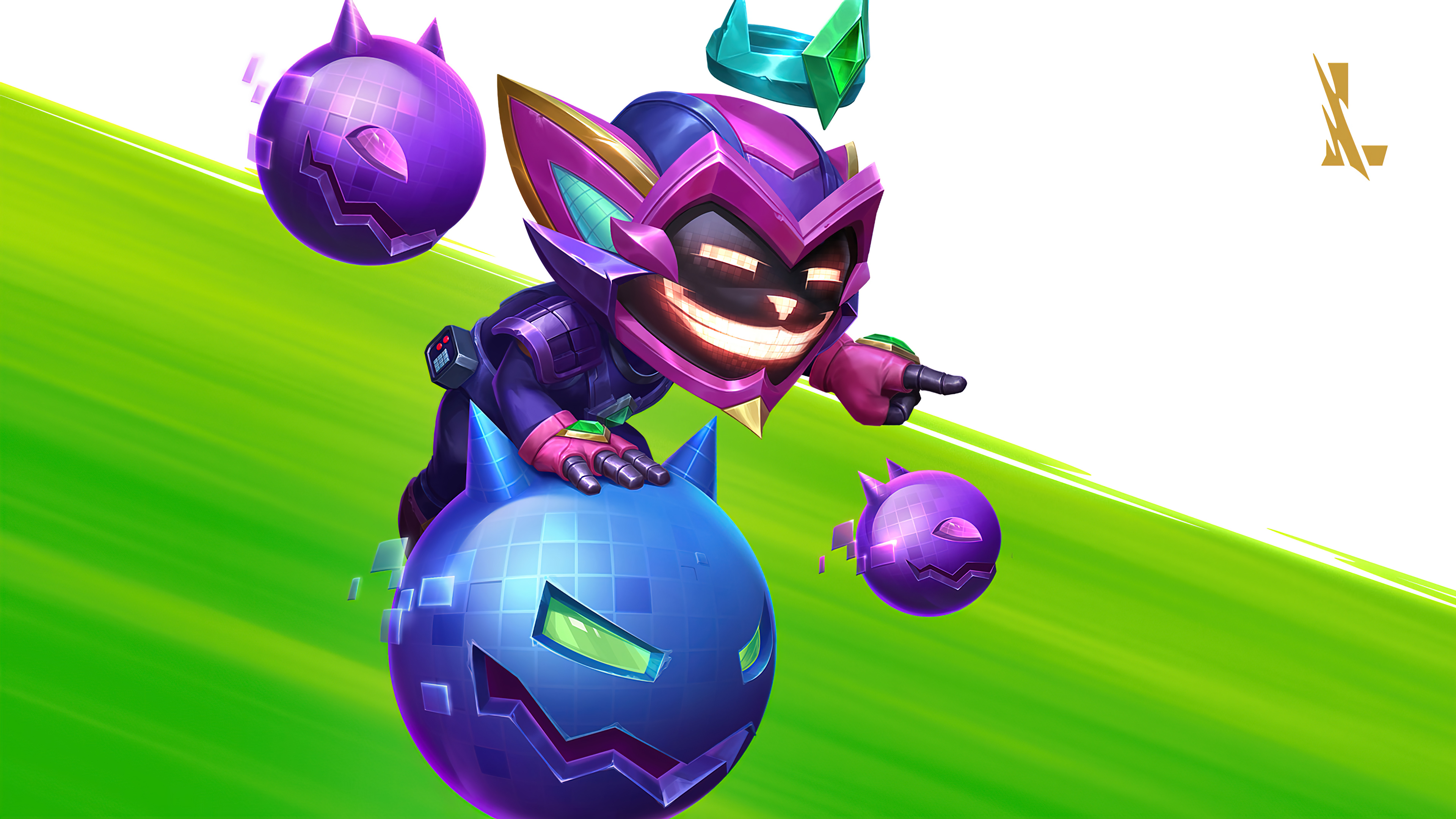 A stunning 4K wallpaper featuring the Battle Boss Ziggs skin from League of Legends. Ziggs, the explosive-obsessed yordle, is depicted in his epic Battle Boss attire, ready to wreak havoc in the virtual realm of Legends of Runeterra.