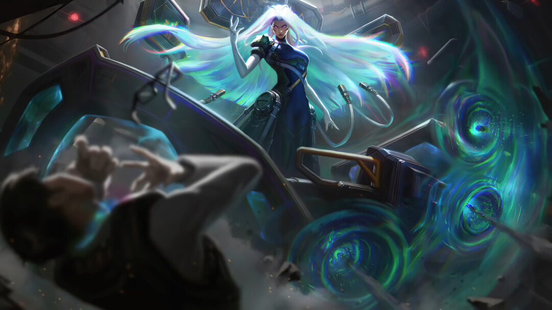 A mesmerizing 4K wallpaper showcasing the PsyOps skin for Sona in League of Legends. Sona, the maven of strings, is portrayed in her high-tech, futuristic outfit, emanating a mysterious energy.