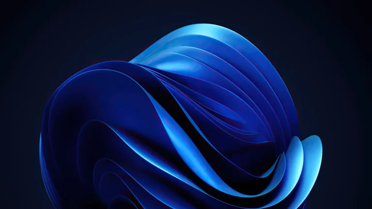A digital art wallpaper for Windows 11 with a minimalistic blue abstract background in 4K resolution.
