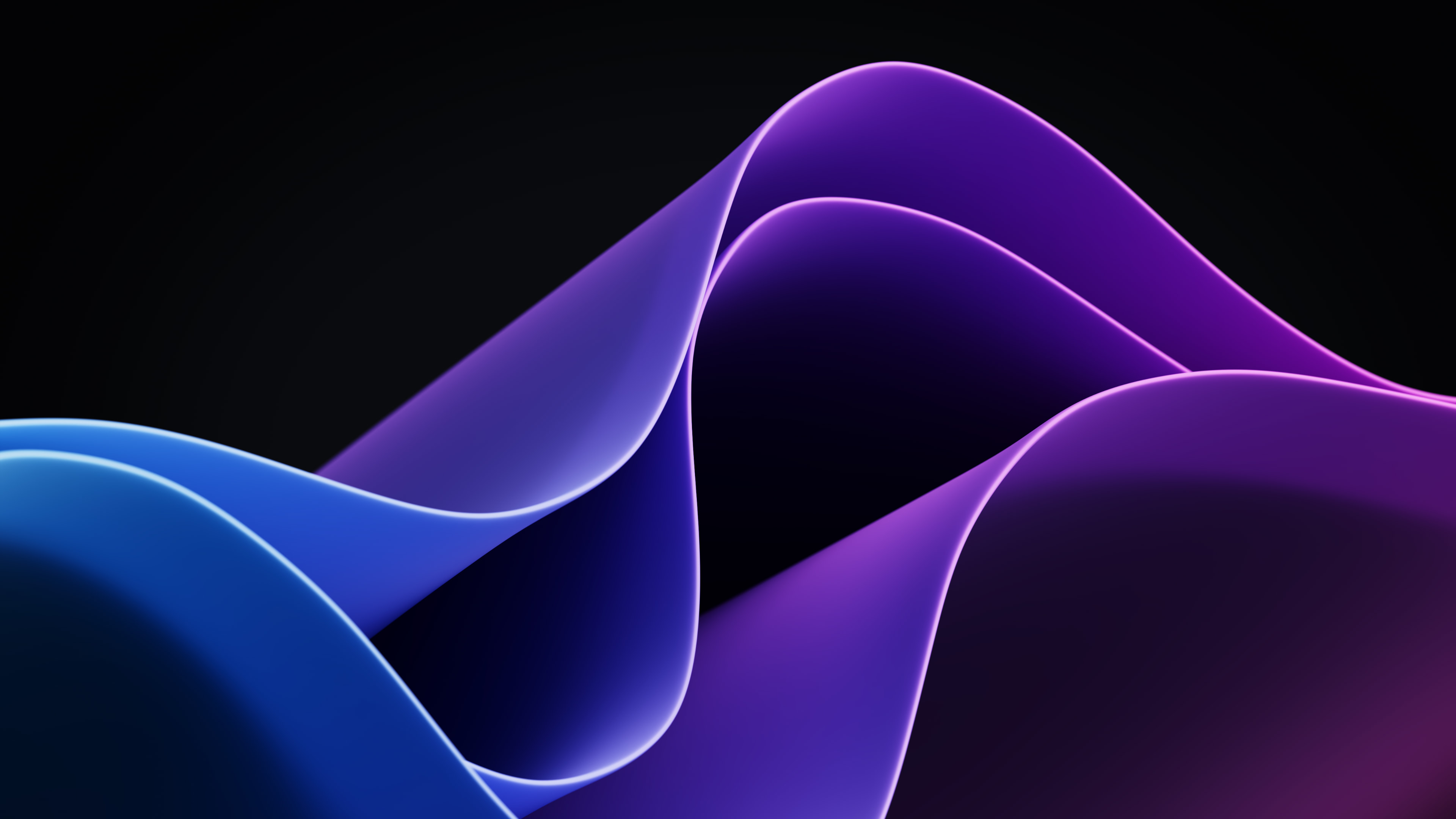A mesmerizing 4K wallpaper showcasing abstract waves in dark purple hues, inspired by the aesthetic of Windows 11. This digital art wallpaper exudes a sense of modernity and technology.