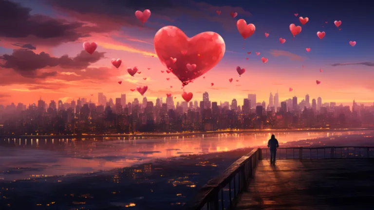 A captivating 4K wallpaper created by AI, featuring a beautiful composition of flying hearts, perfect for expressing love and romance.