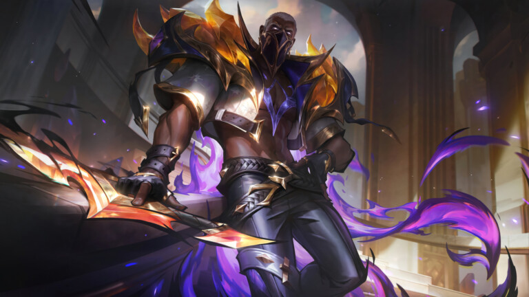 A mesmerizing 4K wallpaper showcasing the prestigious Soul Fighter Pyke skin from League of Legends. Pyke, the feared Bloodharbor Ripper, is adorned in an elegant and exclusive outfit with golden accents and ethereal effects.
