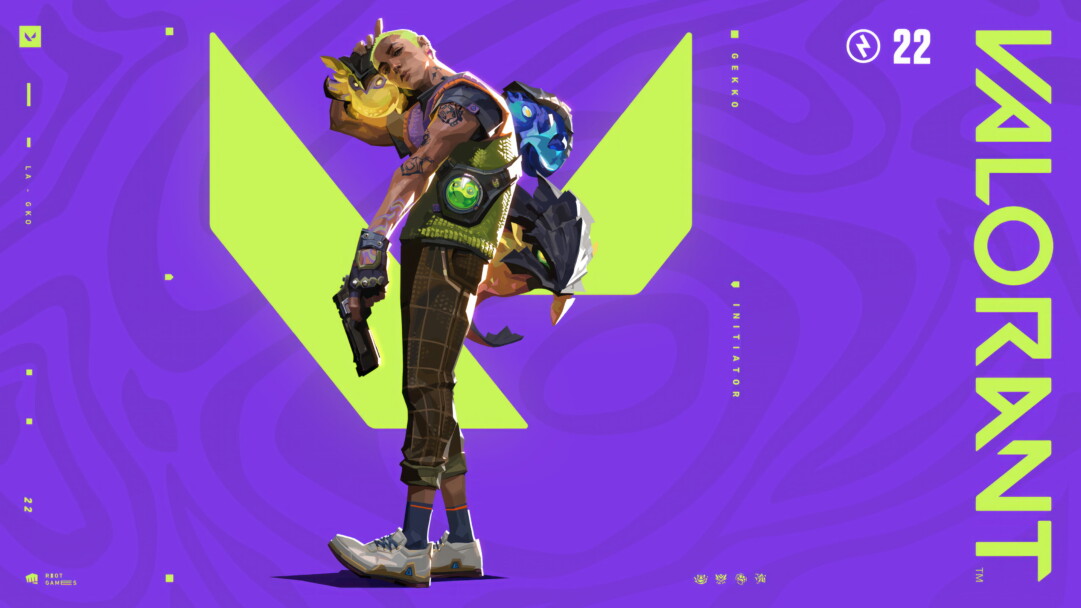 A high-resolution 4K wallpaper featuring Agent Gekko from the popular game Valorant, showcasing the character's unique design and style.
