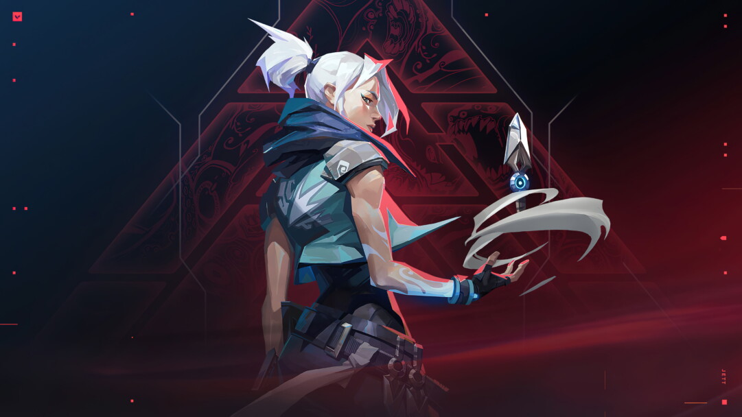 A captivating 4K wallpaper showcasing Agent Jett from the popular game Valorant, known for her agility and mastery in combat.