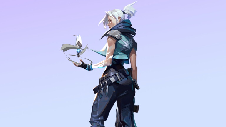 A stunning 4K wallpaper featuring Agent Jett from the popular game Valorant. Jett, a skilled duelist with agile abilities, is showcased in action-packed artwork.