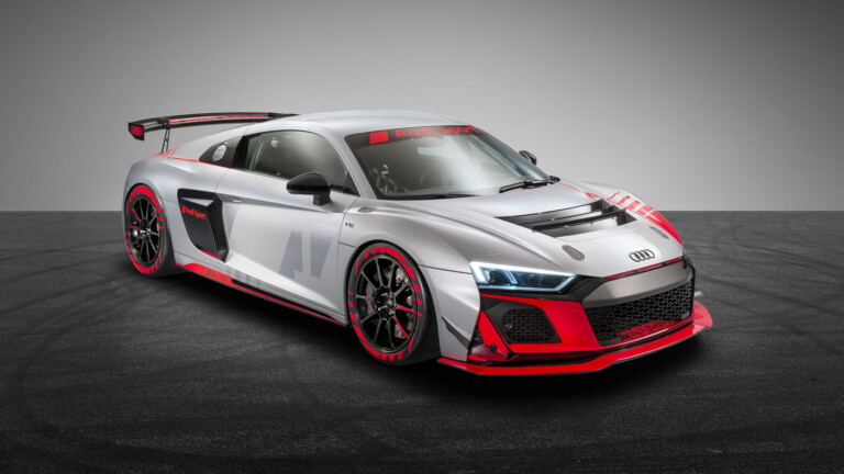 A high-resolution 4K wallpaper displaying the Audi R8 LMS GT4, a remarkable sports car designed for racing enthusiasts, capturing the essence of speed and performance on the track.
