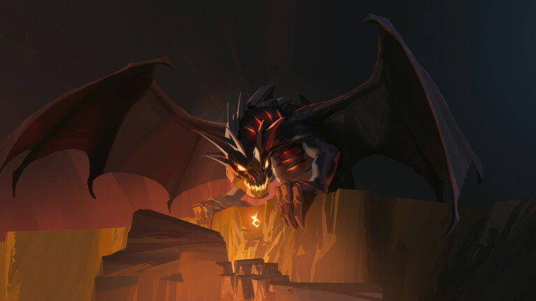 A striking 4K wallpaper showcasing the fierce and fiery Elderflame Dragon skin in Valorant, featuring intricate details and a menacing design.