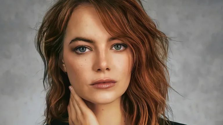 A captivating 4K wallpaper featuring Emma Stone, the talented actress and Hollywood celebrity, capturing her elegance and charm, perfect for fans and admirers of her work and iconic roles.