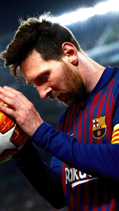 A high-quality 4K wallpaper capturing the greatness of Lionel Messi, a soccer legend and celebrated football player, ideal for fans of his remarkable skills and captivating celebrity aura.