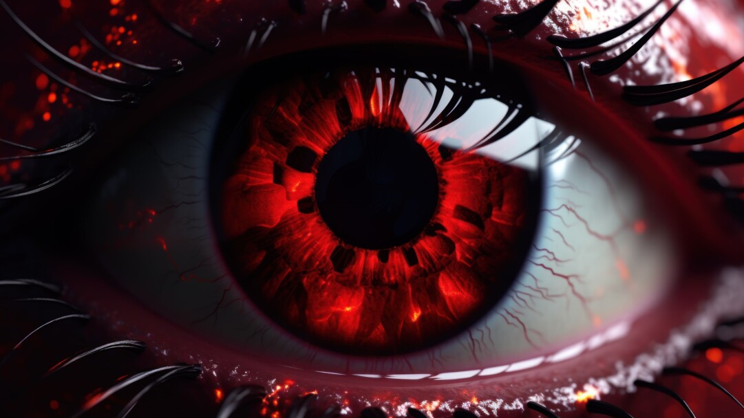 A captivating 4K wallpaper crafted by AI, featuring a mysterious red eye that draws you in with its enigmatic allure, making it the perfect addition to your desktop background.