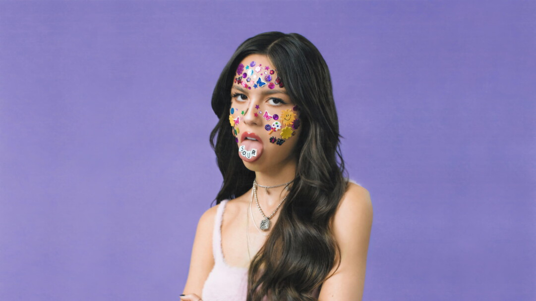 A high-quality 4K wallpaper inspired by Olivia Rodrigo's "SOUR" album, showcasing the artist's essence and musical style, ideal for fans of her music and distinctive celebrity presence.