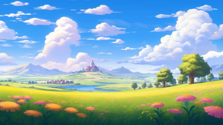 A serene 4K wallpaper created by AI, featuring a peaceful field landscape that exudes tranquility and the beauty of nature, making it a perfect choice for a calming and scenic desktop background.