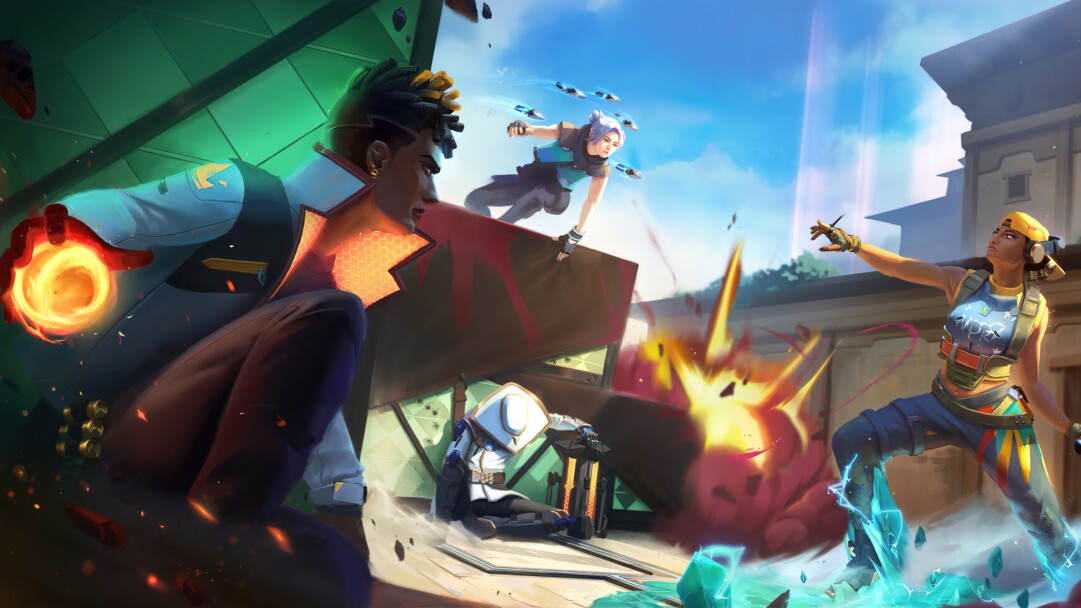 A striking 4K wallpaper showcasing the dynamic characters Phoenix, Raze, Jett, and Cypher from the popular game Valorant. This high-resolution wallpaper captures the essence of the intense battles in the game.
