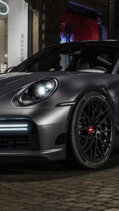 A striking 4K wallpaper featuring the Porsche 911 Turbo S, a high-performance sports car renowned for its power and elegance, perfect for automotive enthusiasts and wallpaper aficionados alike.