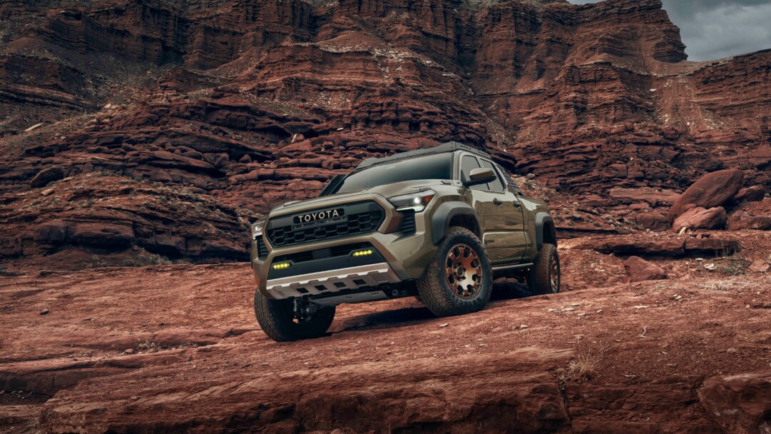 A high-resolution 4K wallpaper featuring the Toyota Tacoma Trailhunter, a capable pickup truck designed for off-road adventures, showcasing its rugged and adventurous spirit.