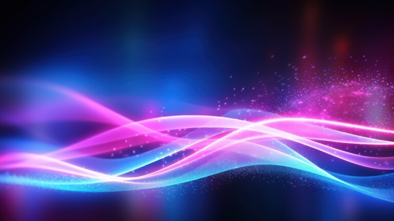 Dive into the mesmerizing world of abstract art with this AI-generated 4K wallpaper, featuring glowy layers of pink and blue hues. This unique digital artwork represents a contemporary and imaginative approach to art, making it an ideal choice for those seeking a captivating and creative desktop background with a vibrant, glowy aesthetic.