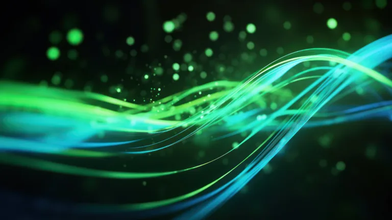 Immerse yourself in the captivating world of abstract art with this AI-generated 4K wallpaper, featuring intricate layers of vibrant green hues. This unique digital artwork represents a contemporary and imaginative approach to art, making it an ideal choice for those seeking a captivating and creative desktop background.