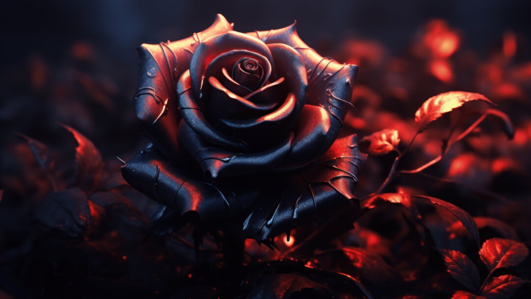 Admire the dramatic beauty of a dark rose in exquisite 4K resolution. This stunning wallpaper showcases the deep crimson petals of a rose in full bloom, evoking a sense of elegance and romantic charm. Ideal for those who appreciate the allure of botanical aesthetics as a captivating desktop background.