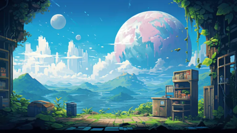 Embark on a whimsical journey into an AI-generated fantasy pixel world in enchanting 4K resolution. This unique wallpaper brings a retro-style, imaginative landscape to life through pixelated artistry, creating a surreal and dreamy atmosphere. Perfect for those who appreciate the allure of pixelated fantasies as a captivating and creative desktop background.