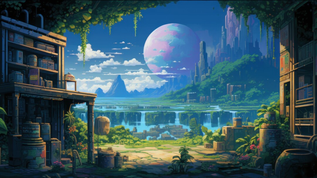 Embark on a whimsical journey into an AI-generated fantasy pixel world in enchanting 4K resolution. This unique wallpaper brings a retro-style, imaginative landscape to life through pixelated artistry, creating a surreal and dreamy atmosphere. Perfect for those who appreciate the allure of pixelated fantasies as a captivating and creative desktop background.