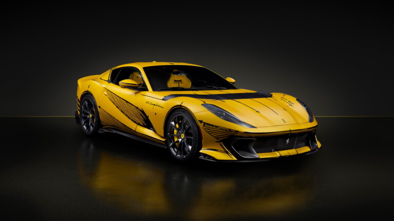 A mesmerizing 4K wallpaper showcasing the Ferrari 812 Competizione Tailor, a masterpiece of automotive design and luxury, ready to adorn your desktop or mobile screen.