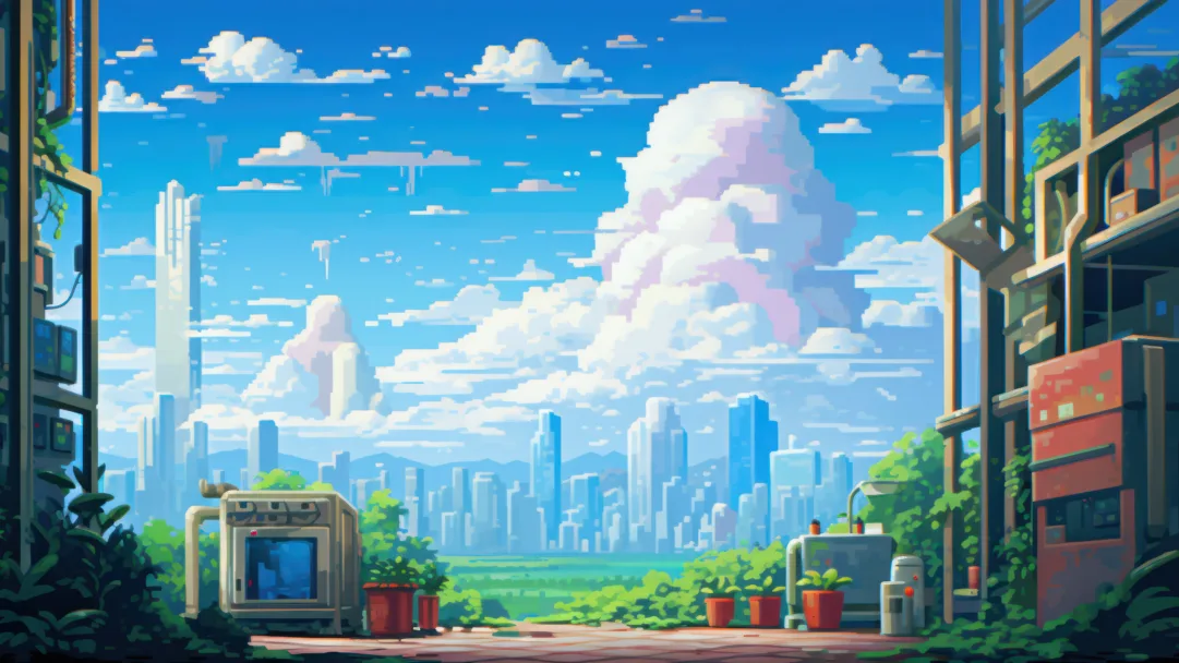 Step back in time with this AI-generated retro pixel art 4K wallpaper, reminiscent of vintage digital aesthetics. This unique wallpaper blends nostalgia with imaginative creativity, creating a pixelated masterpiece that adds a touch of abstract charm to your desktop background. Ideal for those who appreciate the allure of vintage-inspired pixel art as a captivating and creative choice.