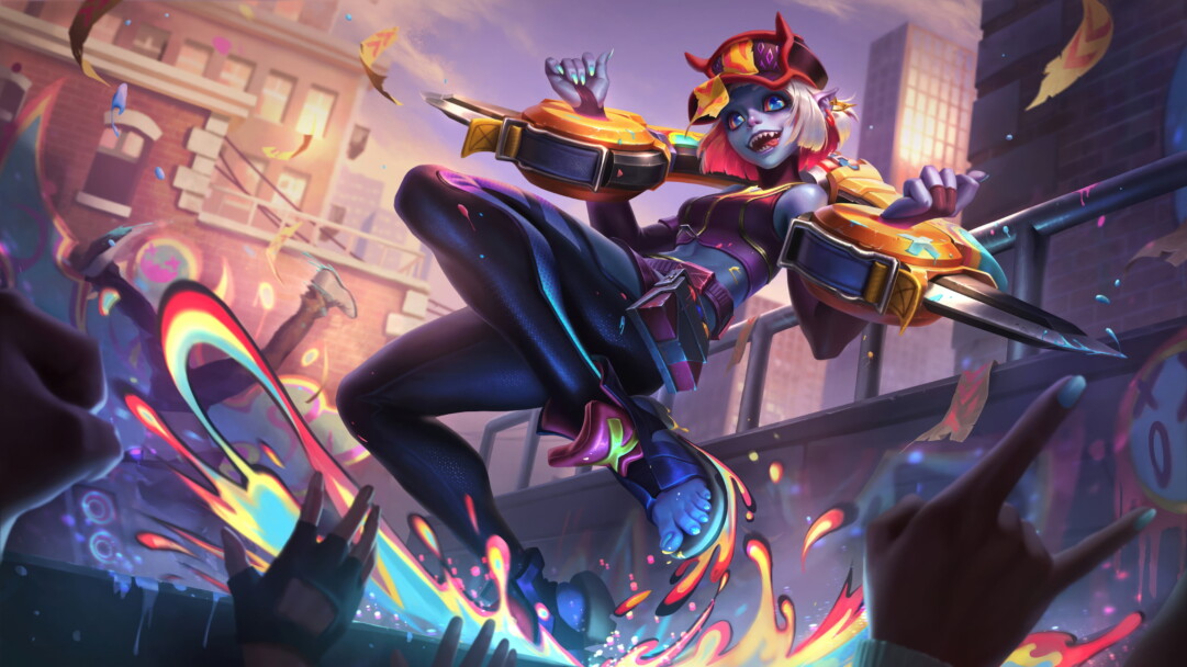 An extraordinary 4K wallpaper displaying the menacing Street Demon Briar skin within the vibrant universe of League of Legends.
