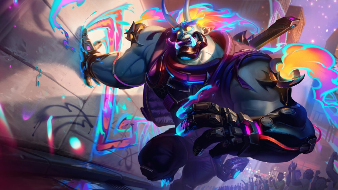 A mesmerizing 4K wallpaper featuring the menacing Street Demon Dr. Mundo skin, bringing the notorious League of Legends champion to life in a gritty urban backdrop.