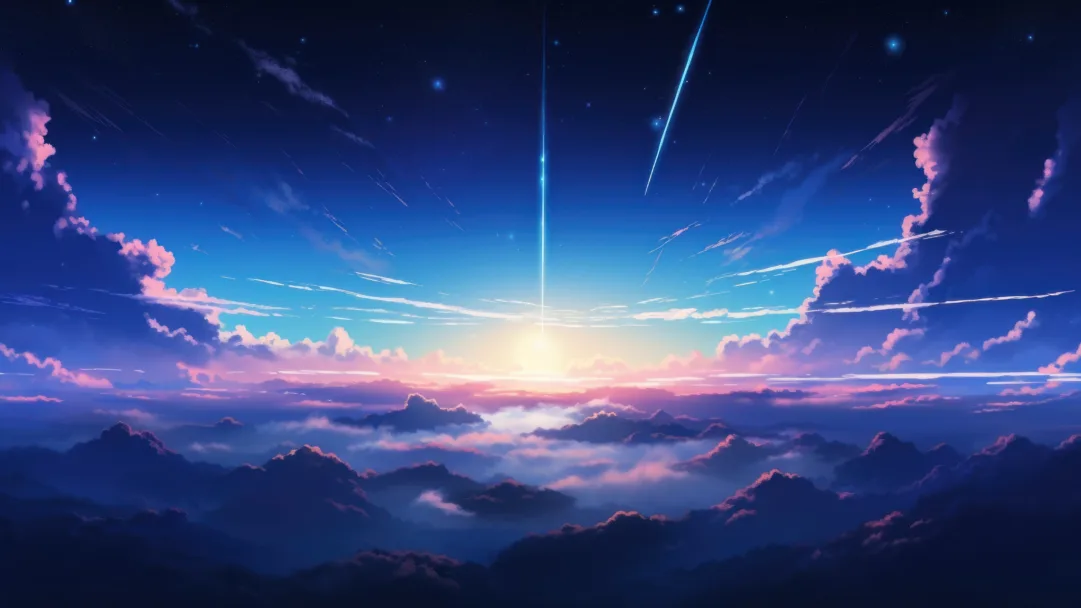 Embark on a journey above the clouds with this captivating AI-generated 4K wallpaper, featuring an enchanting anime scenery. This unique digital artwork blends fantasy and creativity, making it an ideal choice for those seeking a captivating and imaginative desktop background that transports you to a magical world above the clouds.