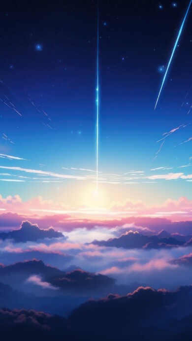 Embark on a journey above the clouds with this captivating AI-generated 4K wallpaper, featuring an enchanting anime scenery. This unique digital artwork blends fantasy and creativity, making it an ideal choice for those seeking a captivating and imaginative desktop background that transports you to a magical world above the clouds.