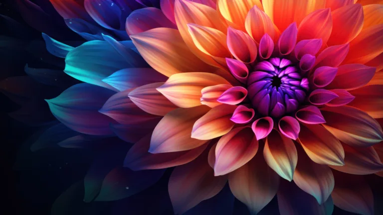 A mesmerizing 4K wallpaper capturing the intricate details of a colorful bloom, created using AI technology. This high-definition digital art piece brings out the vibrant beauty of nature and is ideal for your wallpaper or background.