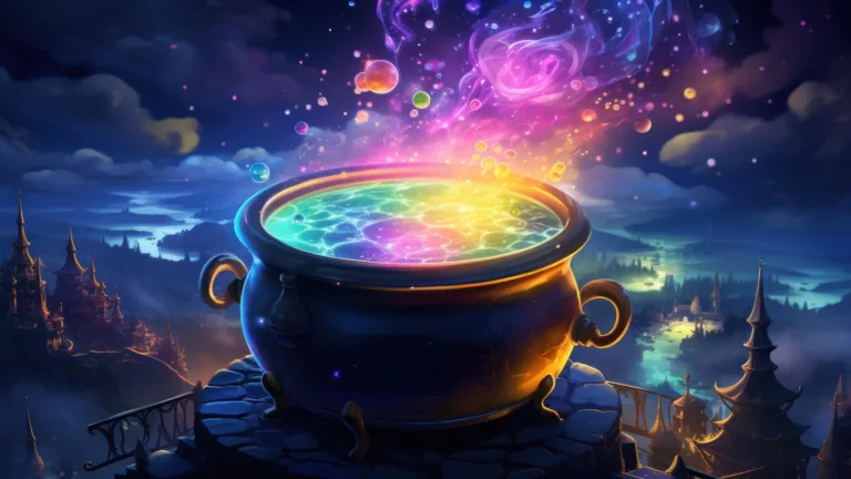 Experience the vibrant side of Halloween with this 4K wallpaper. This AI-generated image features a colorful magical potion, making it a delightful choice for your high-resolution desktop background during the spooky holiday season.