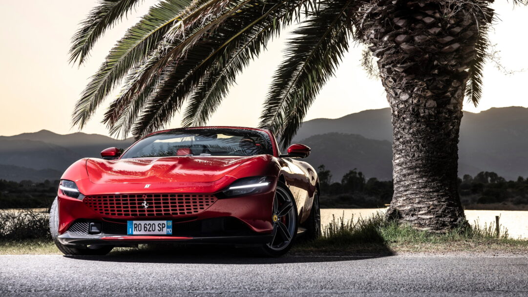 Experience the sleek and powerful Ferrari Roma Spider in this stunning 4K wallpaper. The high-resolution image showcases the luxurious design and the red-hot allure of this convertible sports car, perfect for your desktop or device background.