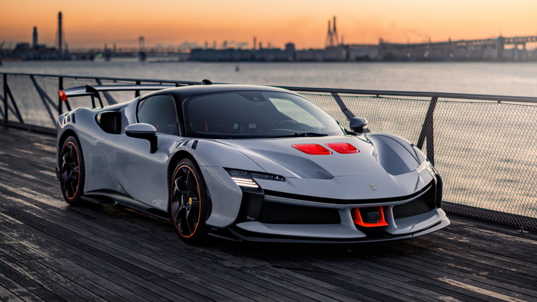 A breathtaking 4K wallpaper showcasing the Ferrari SF90 XX Stradale, an epitome of high performance and luxury. This supercar, with its striking red color and exquisite design, is perfect for adorning your desktop or mobile background.
