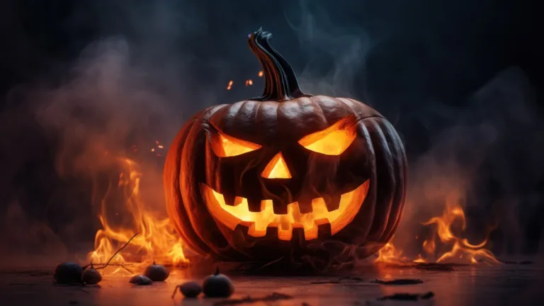 Set your screen ablaze with the Halloween spirit using this captivating 4K wallpaper, showcasing an AI-generated pumpkin engulfed in flames. It's the ideal choice for your high-resolution desktop background during the spooky holiday season.