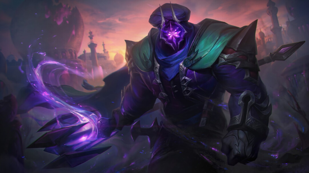 A breathtaking 4K wallpaper showcasing the formidable Nemesis Jax skin, featuring Jax, the Grandmaster at Arms, in a striking and menacing pose within the immersive world of League of Legends.