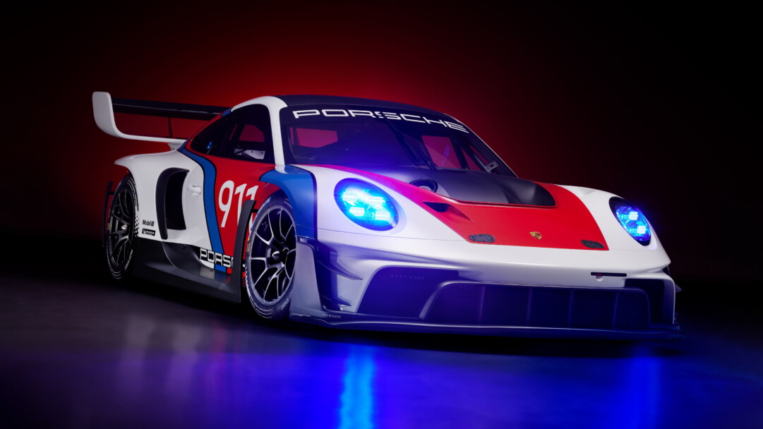 A captivating 4K wallpaper featuring the Porsche 911 GT3 R Rennsport from 2023, a high-performance sports car. This wallpaper showcases the sleek design and outstanding performance of this luxury vehicle, making it a perfect choice for your desktop or device background.