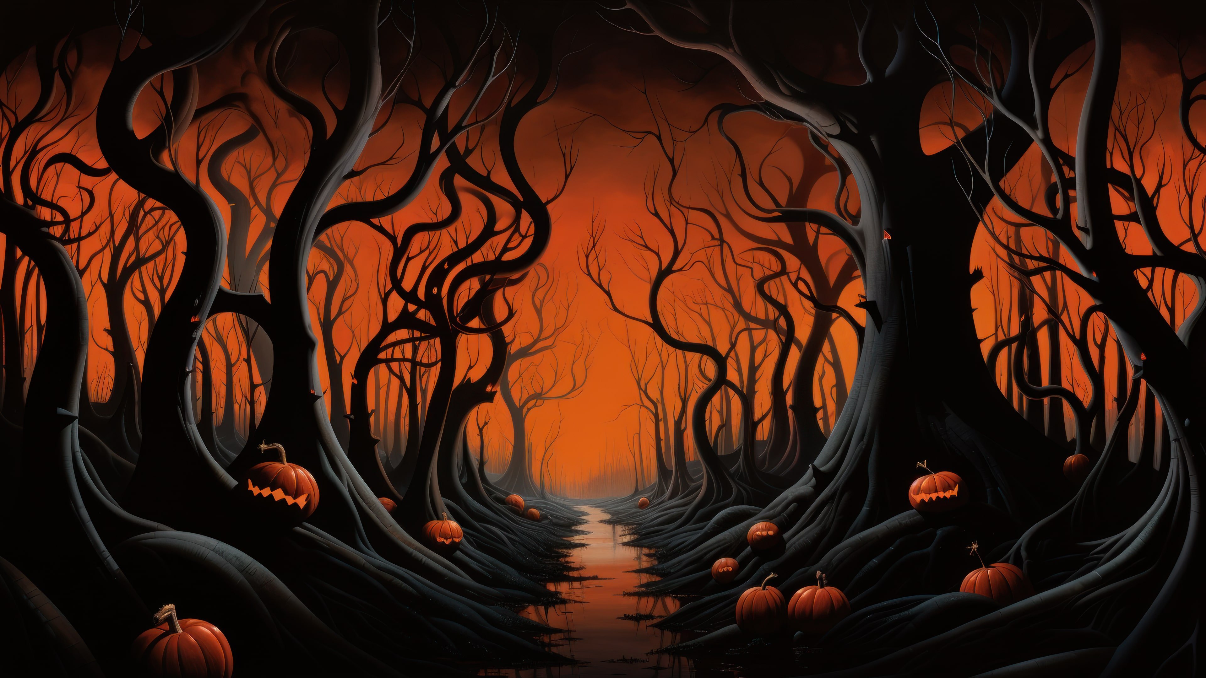 October Wallpaper 4K, Halloween background