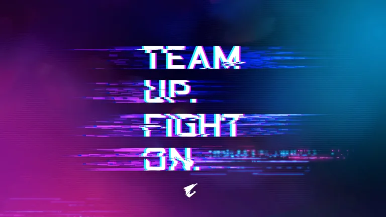 Gear up for epic gaming adventures with this striking Team Up Fight On Glitch Background 4K wallpaper. This digital art piece is perfect for gamers and teams looking to inspire teamwork and motivation with a dynamic desktop background featuring glitch aesthetics and a rallying message.