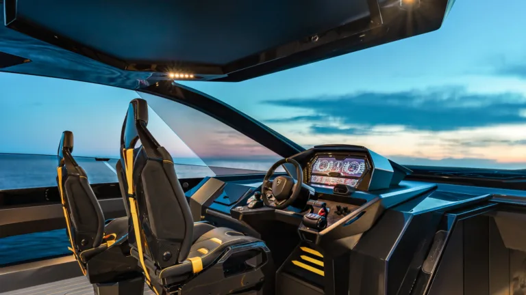 Immerse yourself in the opulent world of the Tecnomar for Lamborghini 63's interior with this stunning 4K wallpaper. This digital art piece captures the fusion of automotive excellence and marine luxury, making it ideal for enthusiasts and those seeking a desktop background that showcases opulence and innovative design in every detail.